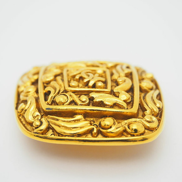 CHANEL Vintage Diamond Coco Brooch Gold Arabesque Crane Vine - Picture 5 of 7